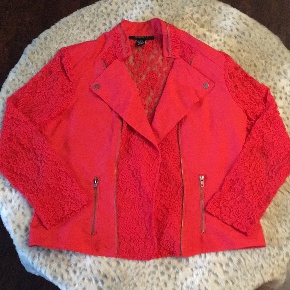Ashley Stewart Red lace and open blazer size 14/16